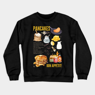 Pancakes Recipe - Breakfast Lover’s Print Crewneck Sweatshirt