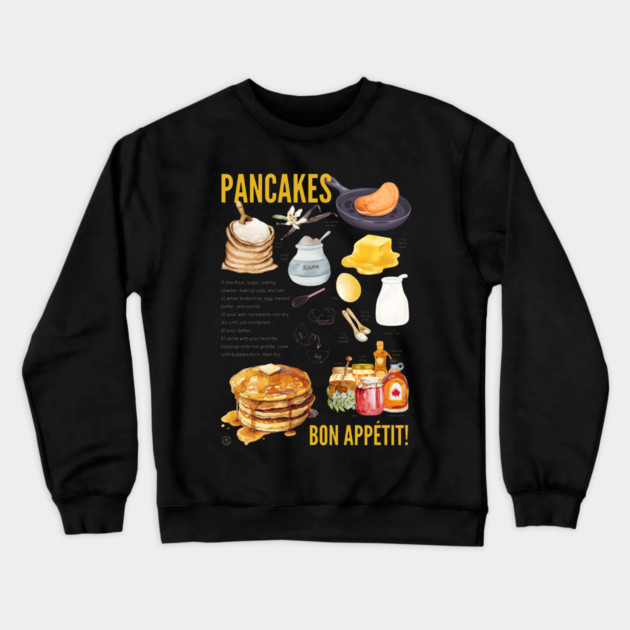 Pancakes Recipe - Breakfast Lover’s Print Crewneck Sweatshirt by TuncGK