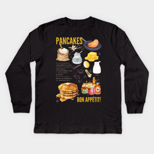 Pancakes Recipe - Breakfast Lover’s Print Kids Long Sleeve T-Shirt