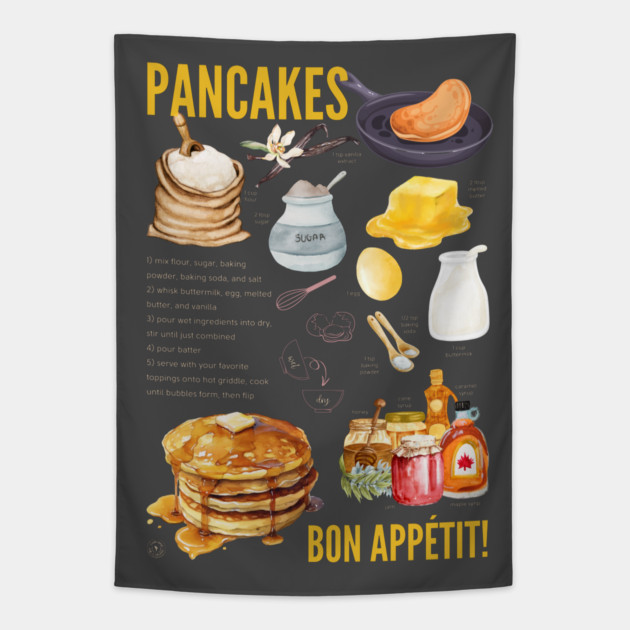 Pancakes Recipe - Breakfast Lover’s Print Tapestry by TuncGK