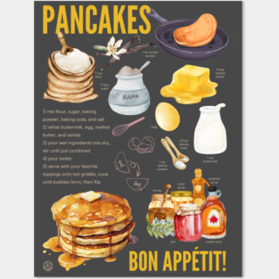 Pancakes Recipe - Breakfast Lover’s Print Posters and Art