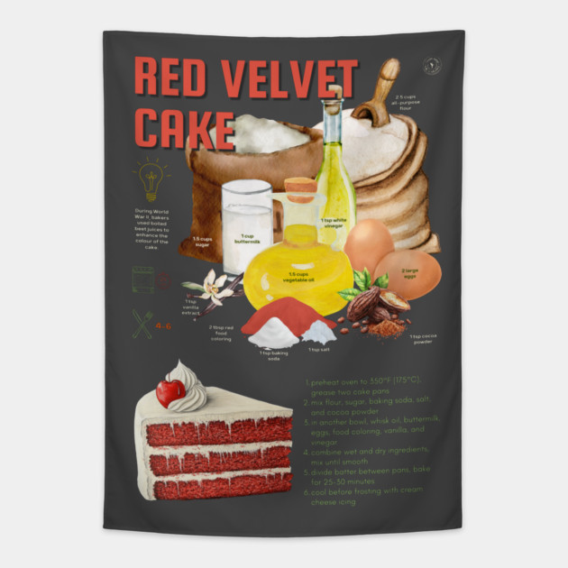Red Velvet Cake - Elegant Baking Print Tapestry by TuncGK