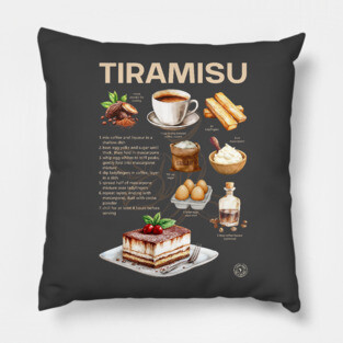Tiramisu Recipe - Italian Dessert Art Pillow
