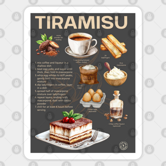 Tiramisu Recipe - Italian Dessert Art Sticker by TuncGK