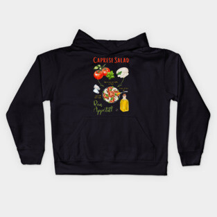 Caprese Salad Recipe - Italian Food Art Kids Hoodie