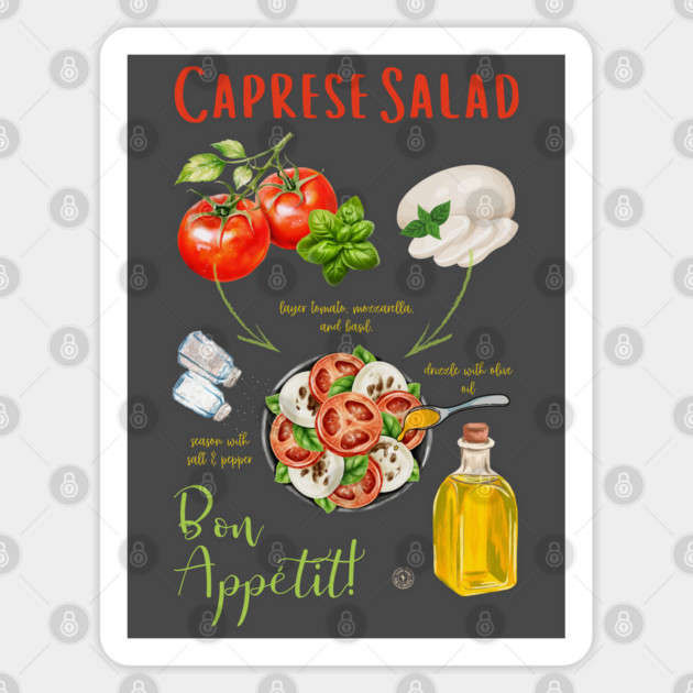 Caprese Salad Recipe - Italian Food Art Sticker by TuncGK