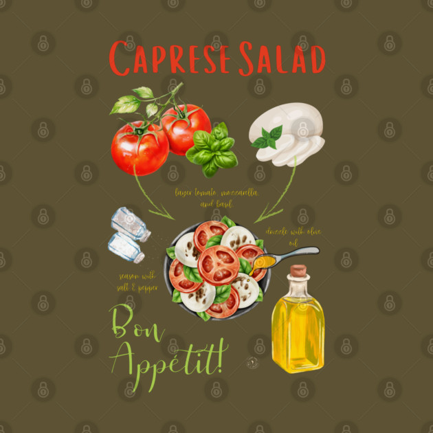 Caprese Salad Recipe - Italian Food Art by TuncGK
