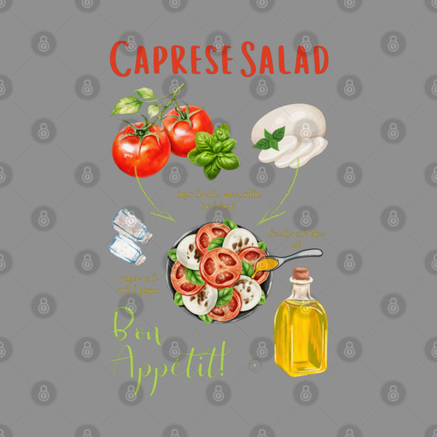 Caprese Salad Recipe - Italian Food Art by TuncGK