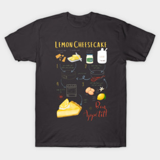 Lemon Cheesecake Recipe - Vintage Food Art T-Shirt