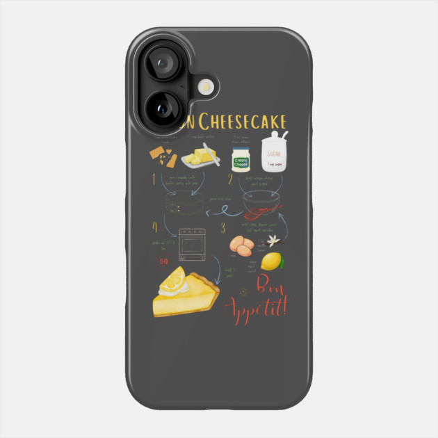 Lemon Cheesecake Recipe - Vintage Food Art Phone Case by TuncGK
