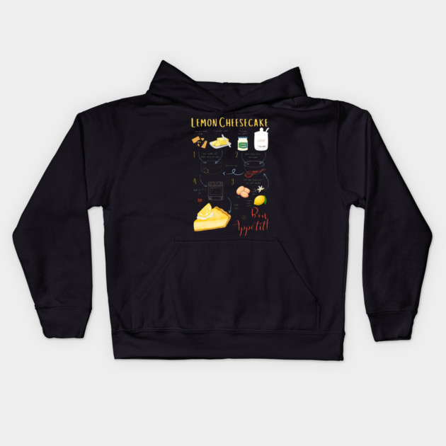 Lemon Cheesecake Recipe - Vintage Food Art Kids Hoodie by TuncGK