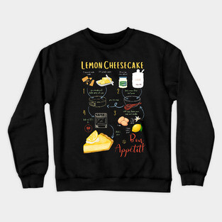 Lemon Cheesecake Recipe - Vintage Food Art Crewneck Sweatshirt