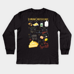 Lemon Cheesecake Recipe - Vintage Food Art Kids Long Sleeve T-Shirt