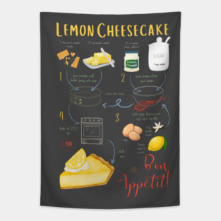 Lemon Cheesecake Recipe - Vintage Food Art Tapestry