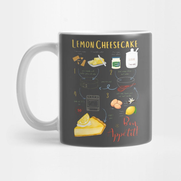 Lemon Cheesecake Recipe - Vintage Food Art by TuncGK