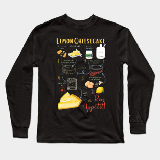 Lemon Cheesecake Recipe - Vintage Food Art Long Sleeve T-Shirt