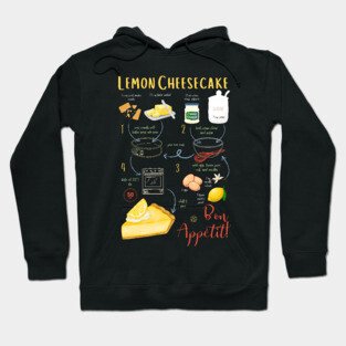 Lemon Cheesecake Recipe - Vintage Food Art Hoodie