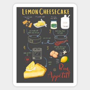 Lemon Cheesecake Recipe - Vintage Food Art Magnet
