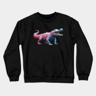 Crocodile Pixel 3D Computer Graphic Crewneck Sweatshirt