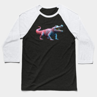 Crocodile Pixel 3D Computer Graphic Baseball T-Shirt