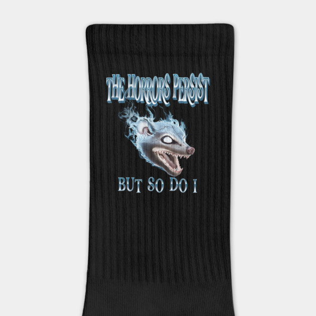 Funny Bootleg Retro Flaming Possum Opossum, Horrors Persist by Luxinda