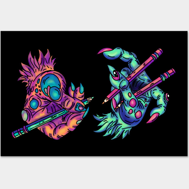 Monster Drawing Hands Wall Art by H. R. Sinclair