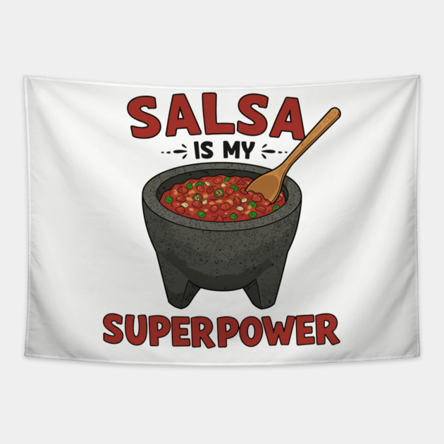 Salsa is My Superpower Tapestry by enrynz