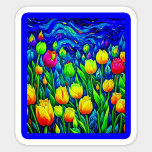 Tulips Van Gogh Style Sticker