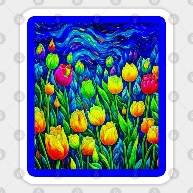 Tulips Van Gogh Style Sticker by HolidayBug