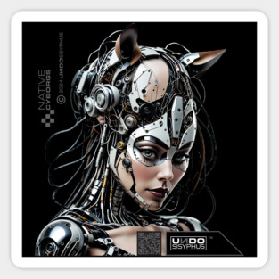Cyborg Lady Cat (Black) | UndoSisyphus™ Native Cyborgs Collection Magnet