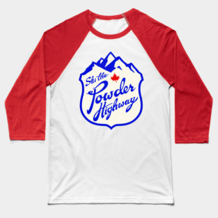 Ski The Powder Highway - Retro BC Canada Skiing Baseball T-Shirt