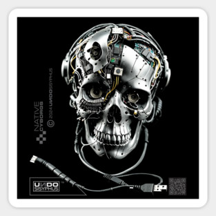Cyborg Skull (Black) | UndoSisyphus™ Native Cyborgs Collection Sticker