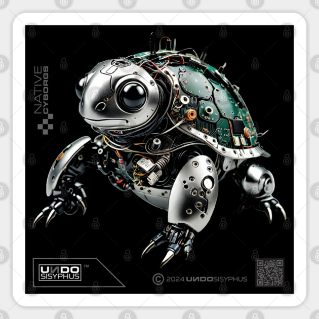 Cyborg Turtle (Black) | UndoSisyphus™ Native Cyborgs Collection Sticker by UndoSisyphus