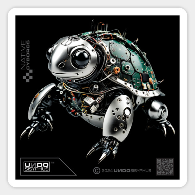 Cyborg Turtle (Black) | UndoSisyphus™ Native Cyborgs Collection Magnet by UndoSisyphus