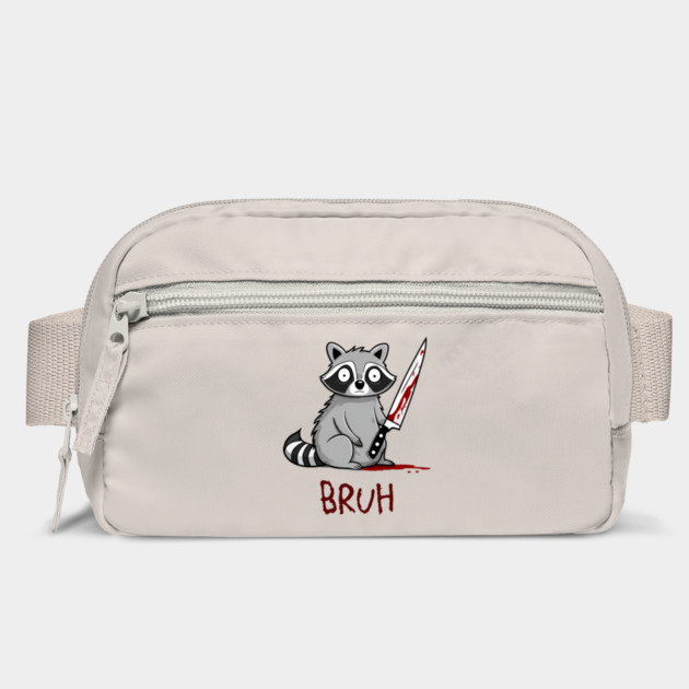 Raccoon caught red-handed with knife says Bruh, funny design by Luxinda