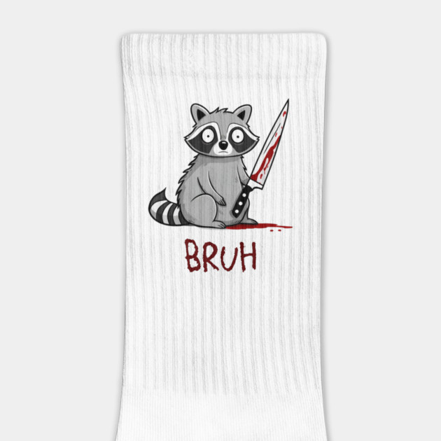 Raccoon caught red-handed with knife says Bruh, funny design by Luxinda