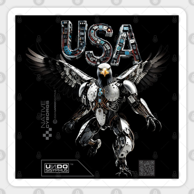 USA Eagle (Black) | UndoSisyphus™ Native Cyborgs Collection Sticker by UndoSisyphus