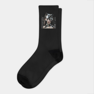 Dystopian Lady Cat (Black) | UndoSisyphus™ Dystechtopia™ Collection Socks