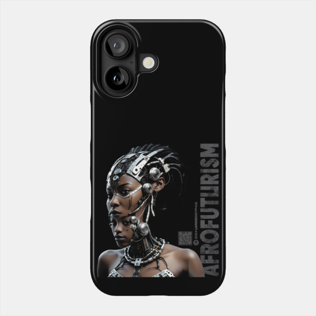 AfroFuturist Cubist Lady Portrait (Black) | UndoSisyphus™ AfroFuturism Collection Phone Case by UndoSisyphus