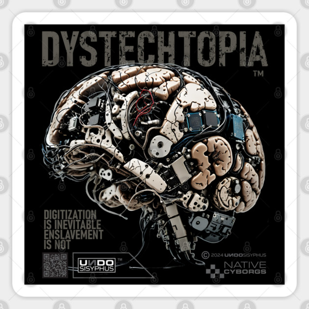 Digitised Brain (Black) | UndoSisyphus™ Dystechtopia™ Collection Sticker by UndoSisyphus