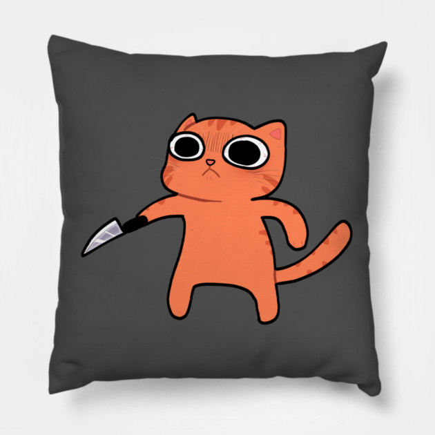 Funny Angry Orange Cat, Love Cats Pillow by logiamerch
