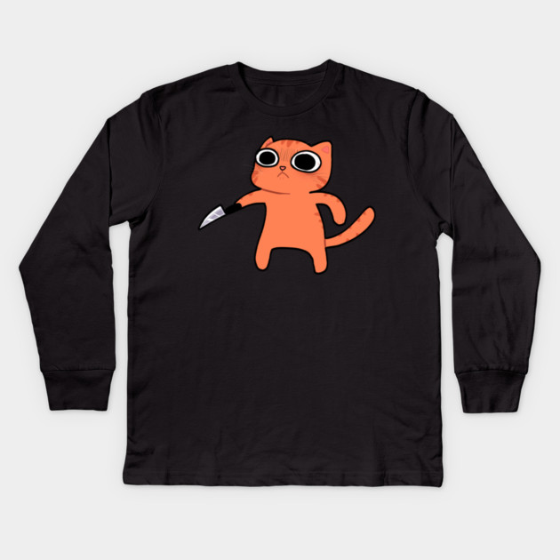 Funny Angry Orange Cat, Love Cats Kids Long Sleeve T-Shirt by logiamerch