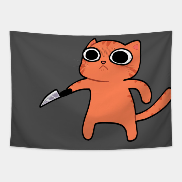 Funny Angry Orange Cat, Love Cats Tapestry by logiamerch