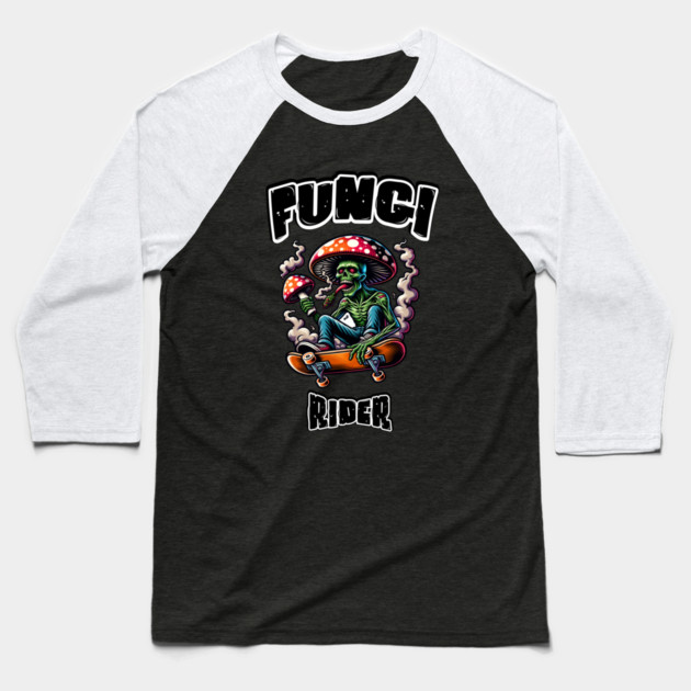 Fungi rider - psychedelic trippy ride Baseball T-Shirt by Steve