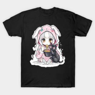 just a girl who loves anime, ramen and cats T-Shirt
