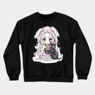 just a girl who loves anime, ramen and cats Crewneck Sweatshirt