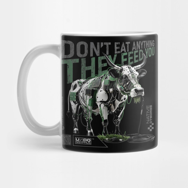 Cyborg Cow 02 (Black) - Don't Eat Anything They Feed You | UndoSisyphus™ Dystechtopia™ Collection by UndoSisyphus