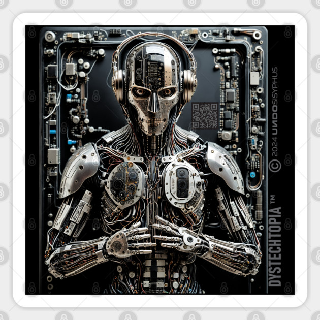 Dystopian Cyborg (Black) | UndoSisyphus™ Dystechtopia™ Collection Sticker by UndoSisyphus