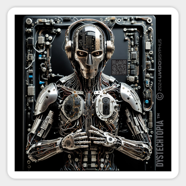 Dystopian Cyborg (Black) | UndoSisyphus™ Dystechtopia™ Collection Magnet by UndoSisyphus