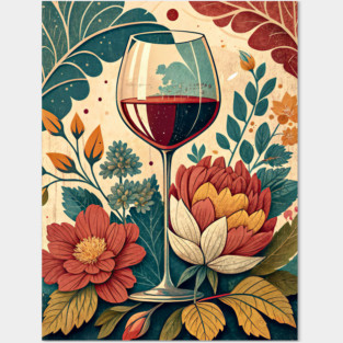 Floral Wine Posters and Art